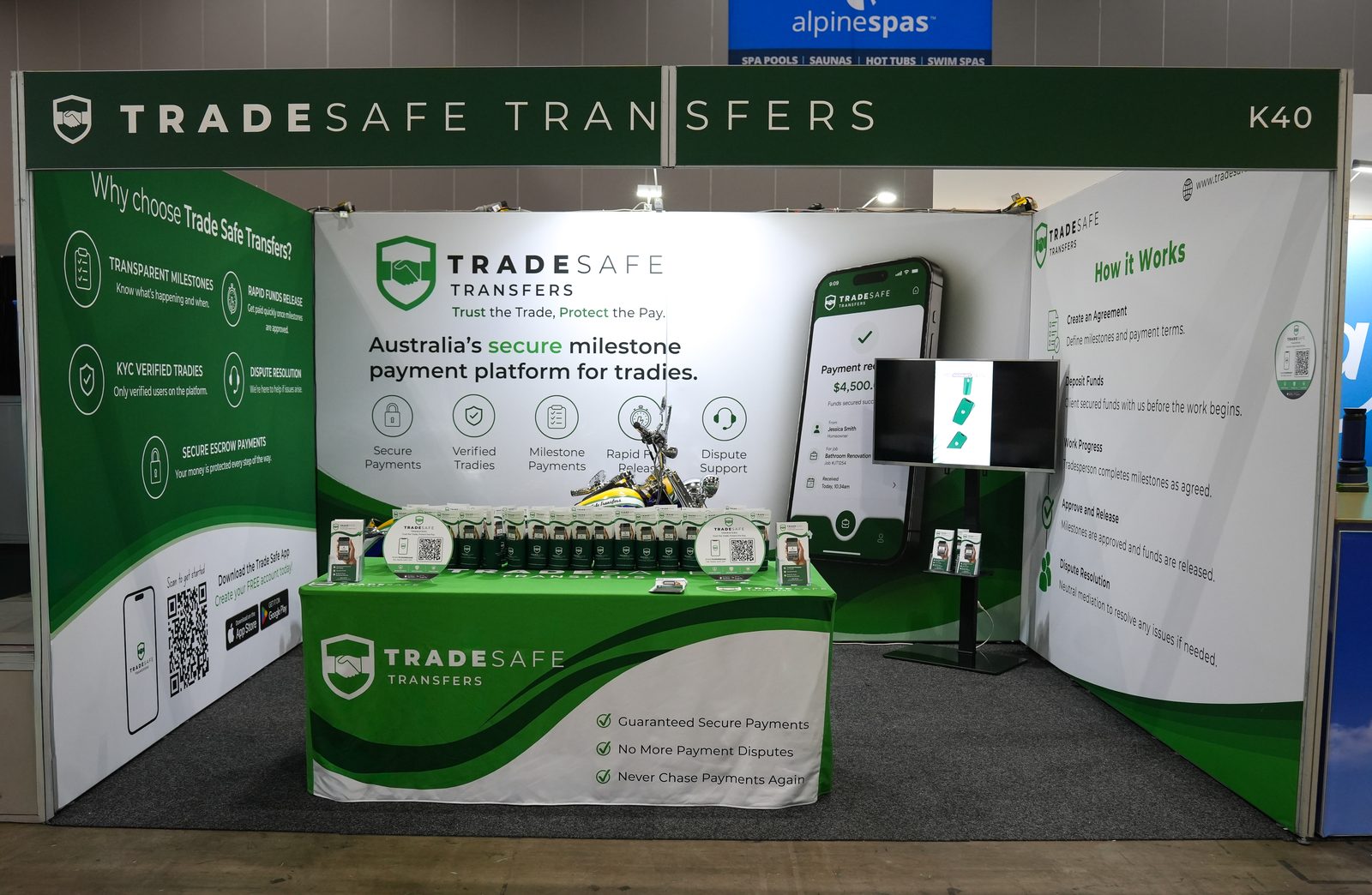 The Trade Safe Transfers booth K40 at the Melbourne Home Show